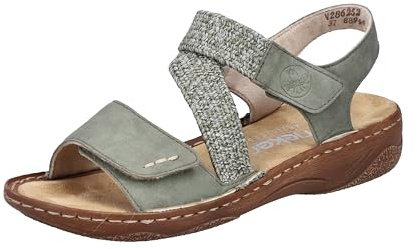 Rieker Damen V2862 Riemchensandalen, grün 52, 38 EU
