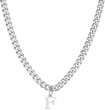 Halzketten Männer Silber, Edelstahl Halskette Herren Halskette Mit Alphabet-Anhänger Halsketten Mit Anhänger Herren Schmuck Geschenke