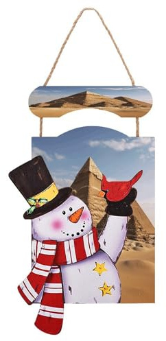 Cartello natalizio da appendere in legno, con pupazzo di neve, decorazione natalizia con piramide, decorazione rustica per la casa e le vacanze