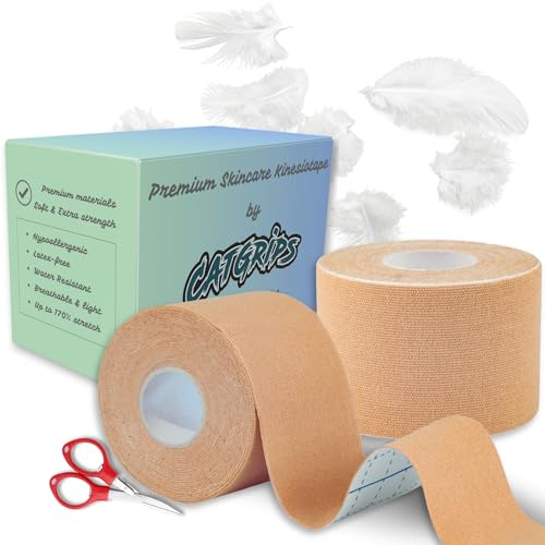 CATGRIPS Face Tape, Body Tape, Kinesiologisches Gesichtstape, Unsichtbares Kinesiotape Körper, Kinesiologisches Tape Gesicht, Face Tape, Boob Tape, Japanese Face Tape (Beige, 2 stück)