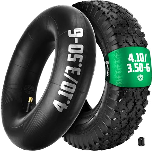 MOOVMOOV Reifen für Schubkarre 3.50-6 (4.10/3.50-6) mit Schlauch und Geradeventil - Verstärkter 4PLY-Reifen mit maximaler Tragfähigkeit von 147kg - Kompatibel mit 3.50-6, 4.00-6, 4.10-6