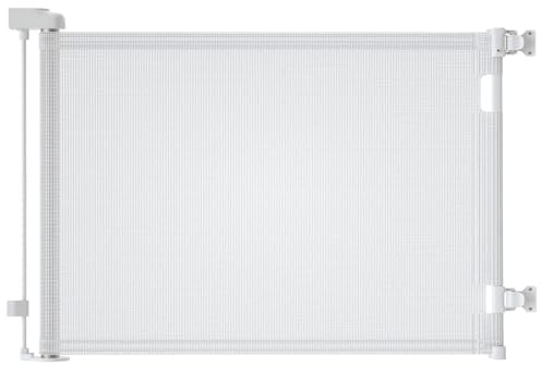 Lexixi ibao Retractable Baby Gate, Mesh Safety Kids or Pets Gate, 86cm Tall, Extends to 140cm” Wide, Mesh Safety Dog Gate for Stairs, Indoor, Outdoor, Doorways, Hallways White