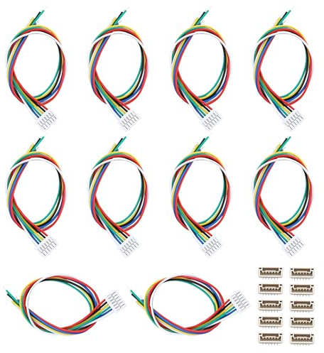 VGOL 10 Pairs JST GH 1.25mm 6 Pin Plug Socket with 150mm 28AWG Wires Cables Male and Female Connector Adapter for Robots Lighting LED Strips