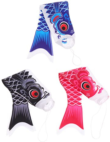 SUPVOX 3pcs Japanese Fish Windsock Flag Outdoor Hanging Decor for Garden Patio Party Decor Fish Decorations