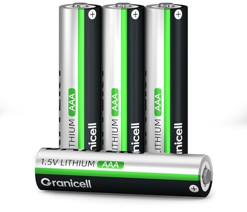 Granicell Lot de 4 piles lithium AAA 1200 mAh Triple A, 1,5 V AAA, durée de vie plus longue