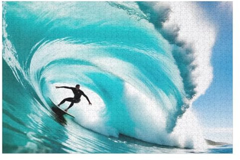 Puzzles Für Erwachsene Und Kinder, Surfen -Puzzle, 1000 Teile, Kreative Holzpuzzles, Puzzles Für Erwachsene, Geschenke 75×50cm