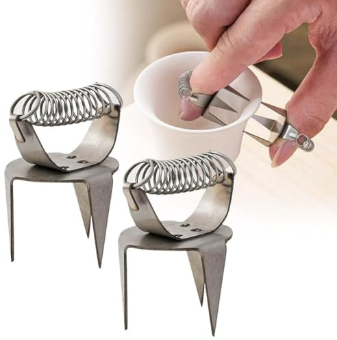 BaYuYPOO 2 Stück Töpferei Ton Glasur Klemmen Fingerspitze Dipping Glaze Clips Dipping Tong Pottery Tool Glasurzange für Töpferei Töpferei Dipping Zange Skulptur Dipping Tong Keramik Glasurzange