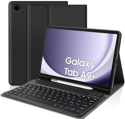 YUEJIDZ Tastiera Custodia per Samsung Galaxy Tab A9+ 11 Pollici, Italiano QWERTY Senza fili Staccabile Tastiera Custodia con Portapenna per Galaxy Tab A9 Plus 11 2023(SM-X210/X216/X218), Nero