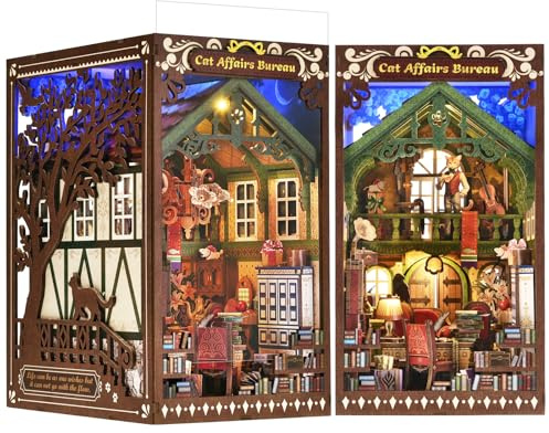 ETKVR Book Nook Kit pour Adultes,Kit Maison en Miniature, Puzzle 3D Bois | Booknook Maquette Maison de Poupée a Construire Bibliothèque Décoration avec lumière LED, Cadeau pour des Amis de la Famille