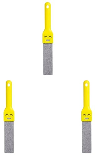 3Pcs Pumice Stone Toilet Bowl Cleaner with Handle, Replaceable Scouring Stone Sticks, Nature Pumice Scouring Sticks for Toilet, Pool, Bathtubs to Remove Hard Water Rings and Rust. (Yellow 3 Pics)