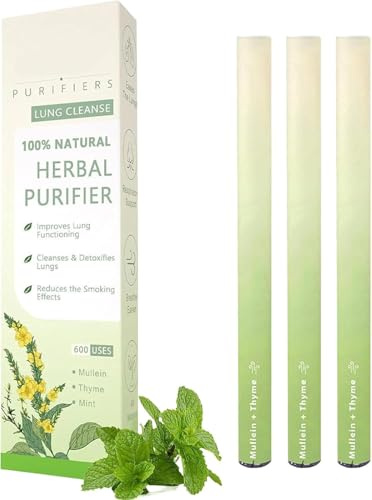Mullein Kräuter Lungenreiniger, 3 Stück Natürliche Kräuter Diffusor Stift, Herbal Diffuser Pens Aromatherapy Inhaler, Königskerze Aromatherapie Lungenreinigung Inhalator, für Männer Frauen