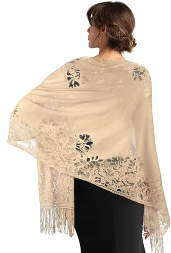 GWAWG Echarpe Foulards en Dentellel pour femmes,Femme Châles Etoles,Etole Femme Chic Mariage, Châles et écharpes en dentelle pour mariage, fête, robes de mariée