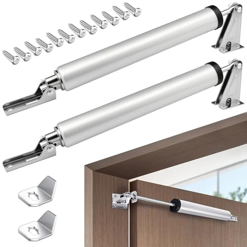 GZqiancang Automatischer Türschließer,Geräuschloser Türschließer,2 Stk,23cm | Einstellbare Schließgeschwindigkeit,Türschliesser Zimmertür für Wohnung, Wohnzimmer, Wohnheim, Badezimmer, Küche,silber