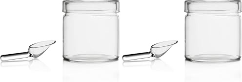 Ichendorf Milano Zuccheriera con Paletta, Collezione Piuma, 20 cl, Vetro Borosilicato, Fatto a Mano (Confezione da 2)