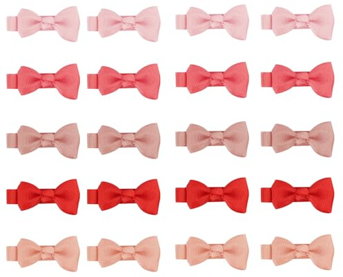 20PCS Baby Hair Clips, Girls Pink Bow, Girls Hair Clips for Fine Hair Small, Toddler Hair Clips, Colorful Baby Hair Accessories, Cute Hair Bow Set for Toddlers and Little Girls, Hair Bows