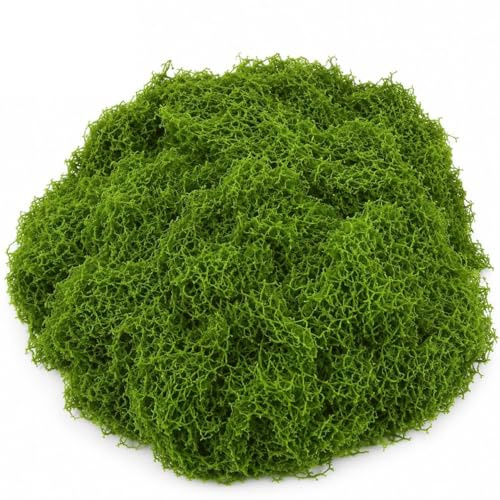 Muexoee 50g Light Green Artificial Moss for Crafts, Faux Moss Plant Decor | Soft lightweight fiber material, non-fading vivid texture, easy arrangement for terrariums potted flora & dioramas