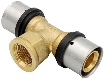 Pipetec Pressfitting T Stück 26x3 1/2 Zoll Innengewinde TH Kontur Verbundrohr, DVGW, TH-Profil