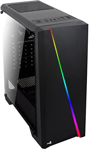 Aerocool CYLON - PC-Gehäuse (Semi-Fackel, ATX, Acryl-Seitenwand, RGB-LED an der Vorderseite, 13 Lichtmodi, inklusive 12-cm-Lüfter an der Rückseite, USB 3.0), schwarz
