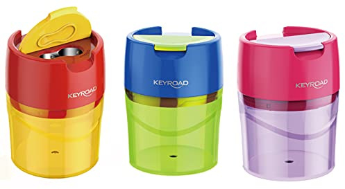 KEYROAD Ergonomischer Doppel-Anspitzer ROBBY Mit / 12 Stück/Kunststoff/von Bleistiften und Buntstiften/Mischfarben/Sharpener Spitzer