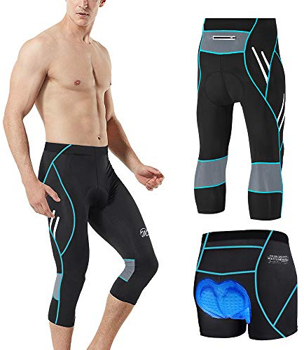 MEETWEE Herr 3/4 cykelbyxor, andningsbara cykelbyxor med 3D gel vadderad MTB Cykling Långa Byxor