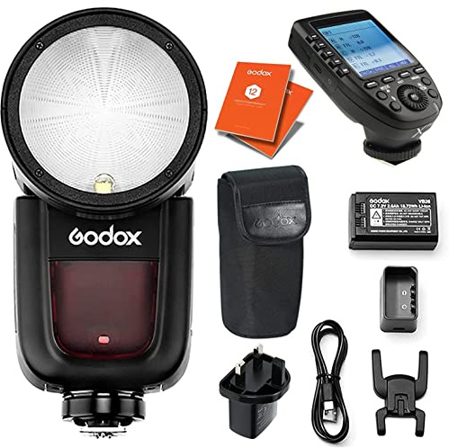 GODOX V1-N Round Head Camera Flash Speedlite with XPro-N Trigger, 480 Full Power Shots, 2600mAh Lithium Battery Compatible for Nikon Cameras + 12 Month Extended Warranty Card (3 Yrs)