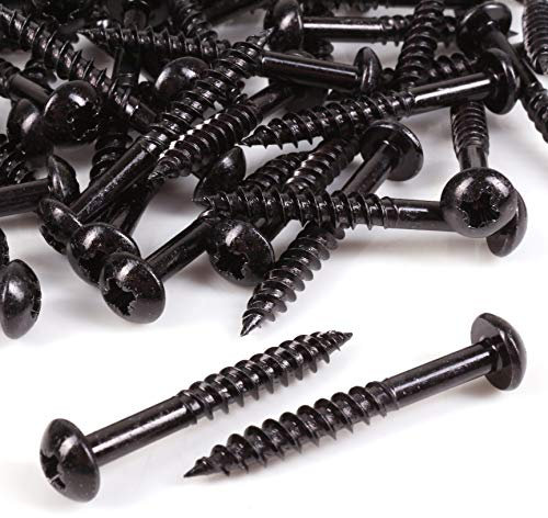 50x Timco Black Passivated Wood Screws 8G x 2 Round Head Coated Blackjax Fasteners