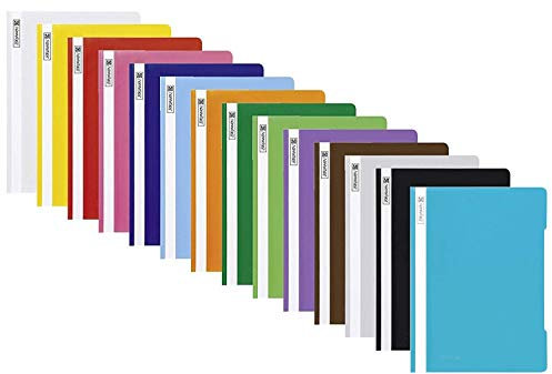Brunnen Schnellhefter A4 farbig sortiert PP-Folie glasklares Deckblatt (10 Farben)