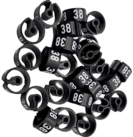 25 Stk. Tex-Clip schwarz Größenreiter, Größenauszeichnung für Textilen, Größenringe für Kleiderbügel, Größenfinder, Größenkennzeichnung Gr. 38