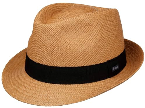 Lipodo Jaston Trilby Panamahatt Damer/Herrar - Made in Italy stråhatt Panamastråhatt Panamatrilby med grosgrain band, band Vår-sommar Sommar - L (58-59 cm) brun