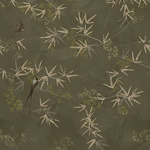 Art for the Home - Fototapete - Paradiesvogel - Grün - 280cm x 200cm | Tapeten Wohnzimmer, Wandverkleidung, Wandtapete Schlafzimmer Grün 280 x 200