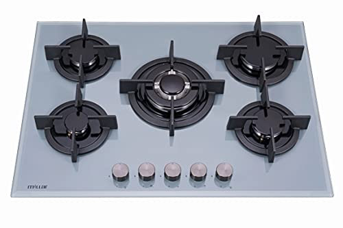 MILLAR GH7051PA 70cm Built-in 5 Burner Grey Gas on Glass Hob/Cooker/Cooktop with FFD…