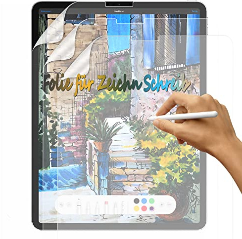 3 Stück Like Matte Papier Folie für iPad Pro 12,9 2022 M2/2021/2020/2018 | [Blendfreiem] PET Papier Gefühl schutzfolie zum Zeichnen, Schreiben, Skizzieren