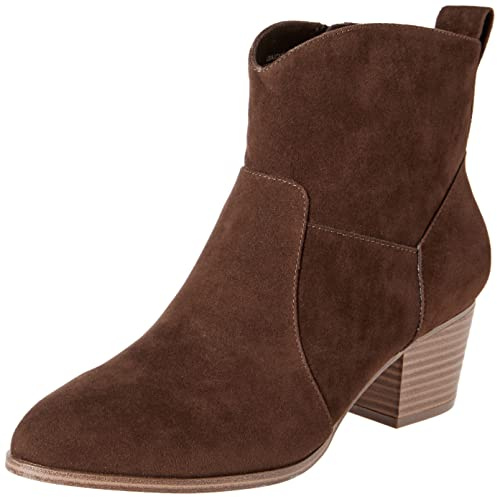 Amazon Essentials Botines Vaqueros con Tacón Apilado Mujer, Marrón Tofe Oscuro, 35 EU