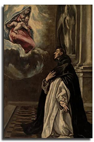 El Greco Apparition of The Virgin And Child to Saint Hyazinthe Leinwand-Kunst-Poster und Wandkunstdruck, moderner Familien-Schlafzimmer-Dekor-Poster, 40 x 60 cm