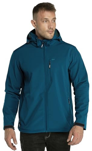 33,000ft Softshelljacke für Herren Wasserdicht Outdoor Jacke Übergangsjacke | Winddicht Warme Fleece Gefüttert Funktionsjacke Wanderjacke mit Abnehmbare Kapuze, 6 Taschen für Outdoor Fahrrad Camping