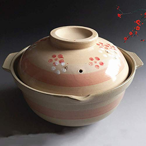Cacerola de cerámica Floral Vintage con Tapa, Lata de Arcilla de 2 litros, cocotte Antiadherente Natural (Ciruela 2 litros)