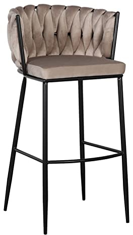 BigBuy Home Hocker 57 x 57 x 104 cm Kunststoff Schwarz Beige Metall