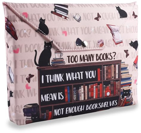 LParkin Buchhülle mit Reißverschluss und Vordertasche, Buchhülle Stoff für Buchliebhaber27,9 x 22,9 cm, Wasserdichte Buchhülle