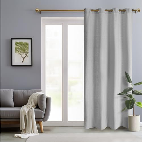 JEMIDI Tenda Semioscurante da Interno - Tenda Grigia ad Anelli - per Finestra Soggiorno Cucina - Tende Semi Oscuranti per Interni - Cotone e Poliestere - Grigio Scuro 140 x 240 cm