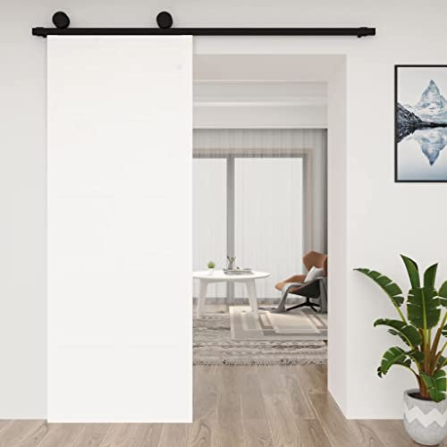Schiebetür Holz, Schiebetüren Rustikale Optik Scheunentür Weiß 80x1,8x214 cm Massivholz Kiefer Platzsparendes Design ideal für Schlafzimmer, Küchen, Scheunen, Garagen