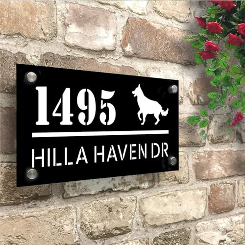 Panneau De Numéro De Porte Personnalisé Avec Chien, Panneau De Numéro De Maison, Panneau De Numéro D’adresse, Panneau De Porte Pour Chien, Panneau D’adresse Personnalisé, Panneau De Maison Lumineux