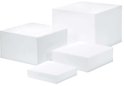 Fenteer 4 Pezzi Alzata per Buffet Set da Tavolo Espositivo Cubo per Alimenti E Vassoio da Portata con Struttura Cava Impilabile Adatto per Compleanni E Cater