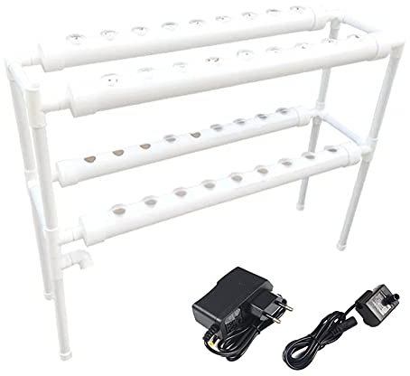 SuhoFutus Hydroponic System, 36-Loch 2-Schicht Hydrokultursystem, Grow Kit für hydroponischen Anbau von Pflanzen ohne Erde, mit PVC Rohren, für das Heim, 95 * 30 * 65 cm