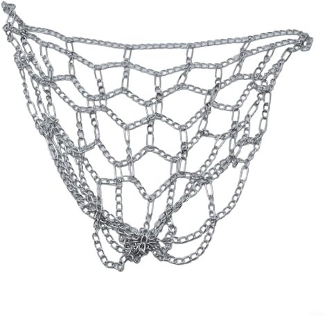 FUBESK Basketballnetz aus Metall – Kettennetz – geeignet für Sportfelgen und Korbrahmen – zweifarbiges Netz – für Sportfelgen und Korbrahmen (Silber)