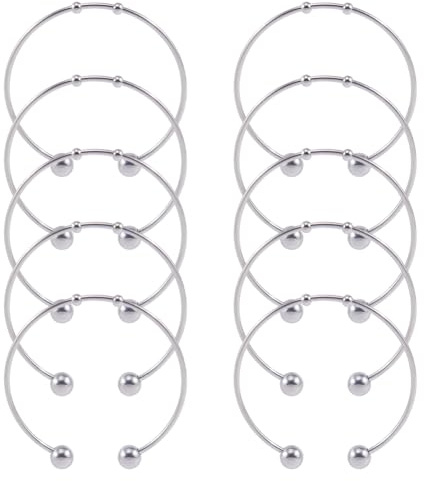 SUNNYCLUE 10 Stück Offene Blanko Charm Armbänder Kugel Manschettenarmbänder Großpackung Mit Halber Öffnung Erweiterbarer Armreif Silberner Offener Draht Armreif Perle Für Heimwerkerarbeiten Damenarmbä