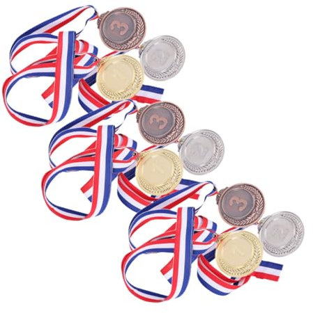 Kisangel Sporttagsmedaillen für Jungen und Mädchen 9 Stück Dekorative Metallseilmedaillen Preismedaillen für Sportwettbewerbe