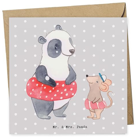 Mr. & Mrs. Panda Deluxe Karte Otter Schwimmen - Geschenk, Sportler, Wassersport, Einladungs, Auszeichnung, Hochwertige Klapp, Gruß, Hochzeits, Schwimmkurs, Danke