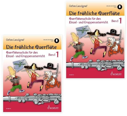 2 x Die fröhliche Querflöte 1: (Doppelpack) mit Online-Audio - Querflötenschule Band 1 - ISBN 9783795722876 + Soundman Reinigungstuch für Querflöten (2er Pack)