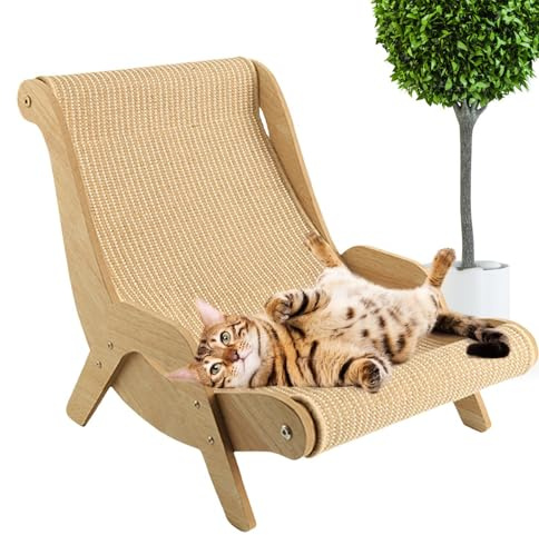Haustier Strandkorb - Katzenkratzstuhl | Katze Sisal Stuhl | Verstellbares Katzenkratzer Haustierbett | Katzenkratzer Lounge Bett | Katze Lounge Stuhl für Balkon, Schlafzimmer und Garten