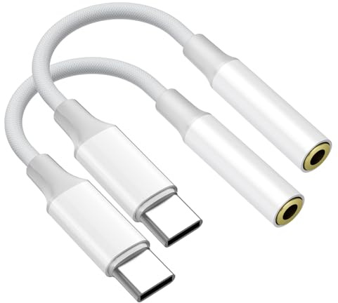 Adapter USB C auf Klinke, 2 Pack USB auf 3.5mm Kopfhörer Jack Adapter, Typ C auf AUX-Audiokabel mit DAC Chip, usb c Klinke Audio adapter fur i-phone16/15pro/plus/promax/Laptop/Tablet/Smartphone usw.